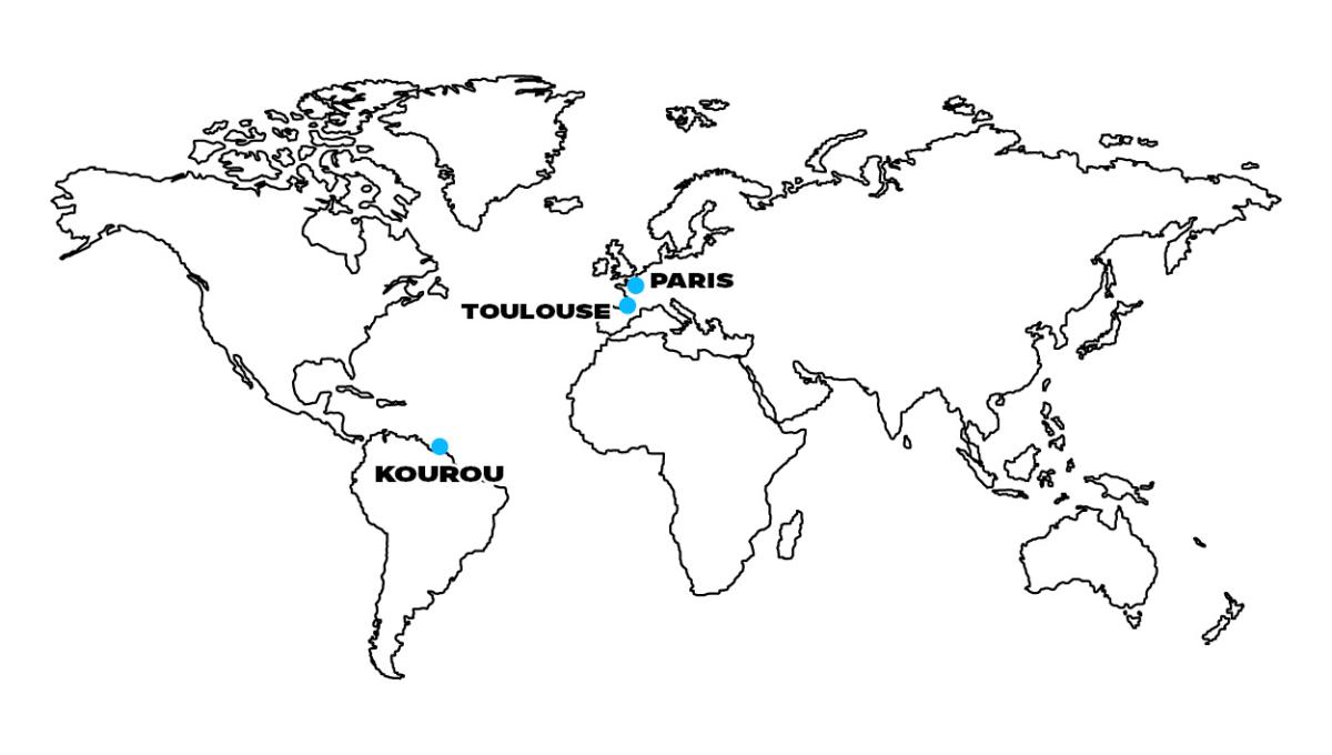 Carte du monde avec les établissements du CNES Carte du monde avec les établissements du CNES