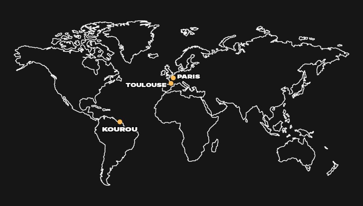 Carte du monde avec les établissements du CNES Carte du monde avec les établissements du CNES